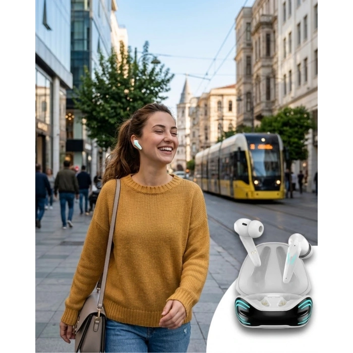Bluetooth Oyuncu Kulaklığı Kablosuz Kulaklık iPhone 11 iPhone 13 Samsung S23 Xiaomi Redmi Note 12 Uyumlu
