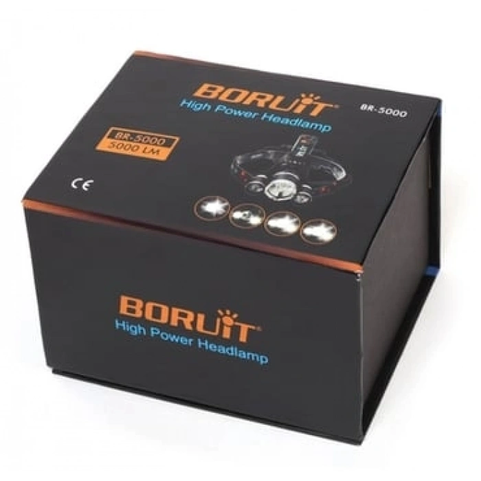 Boruit T6 Kafa Feneri 5000 Lumens 3xcree Xm-t6+2r5 Lamba Led Kamp Lambası