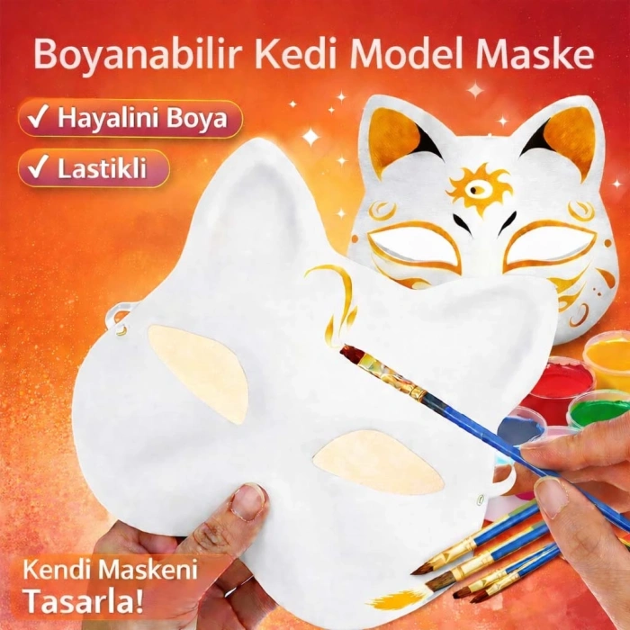 Boyanabilir Kedi Model Maske – Kendi Tasarımını Oluştur (5324)