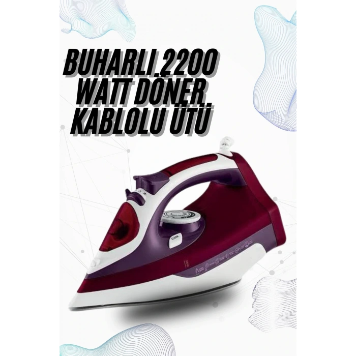 Buharlı Kablolu Ütü 2200 Watt Kireçlenme Önleyici Şok Buharlı