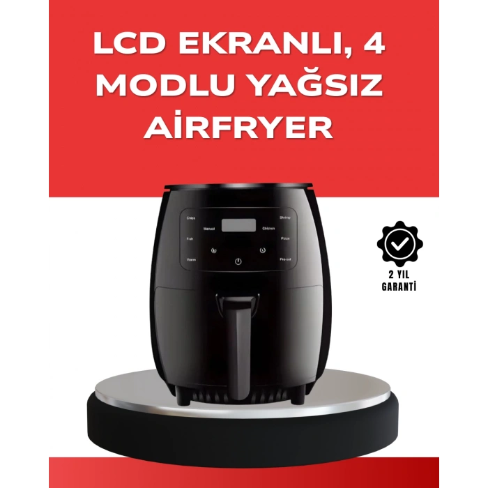 Büyük Boy 6 Litre Airfryer 2400w Sesli Uyarı Lcd Ekran