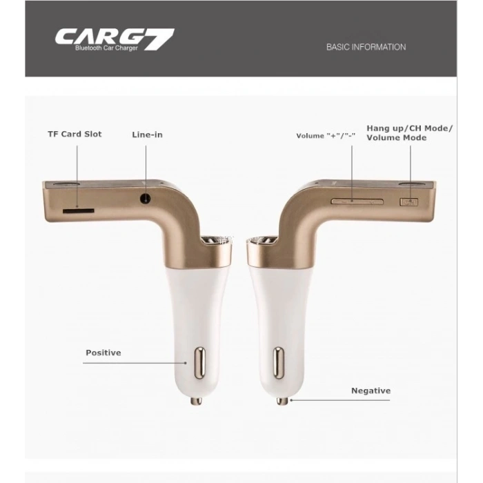 Carg7 Bluetooth Araç Fm Transmitter Usb Girişli