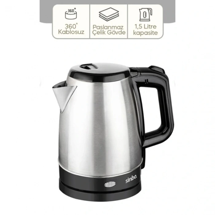 ÇELİK KETTLE 1.7LT GİZLİ REZİSTANS - KABLOSUZ SK-8015 (5324)