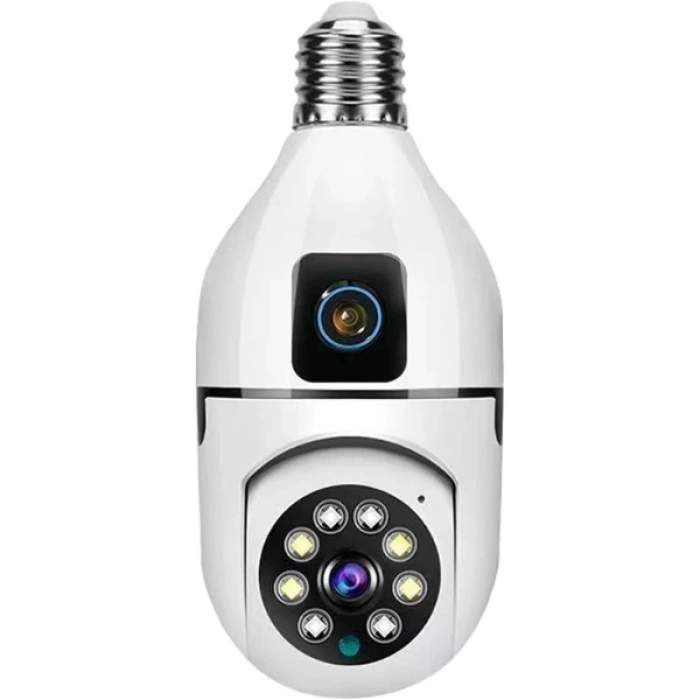 Çift Lensli Duy Girişli Kablosuz Ampul Kamera