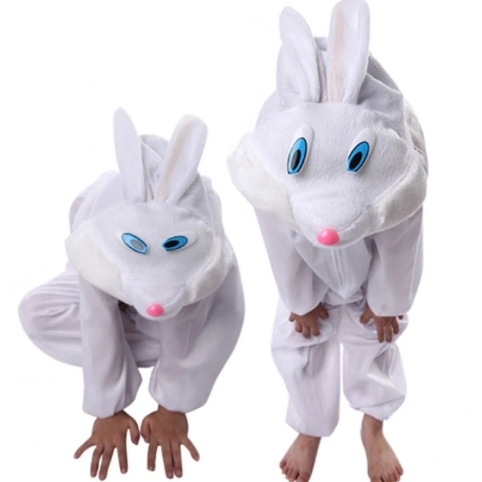 Çocuk Tavşan Kostümü Beyaz Renk 6-7 Yaş 120 Cm