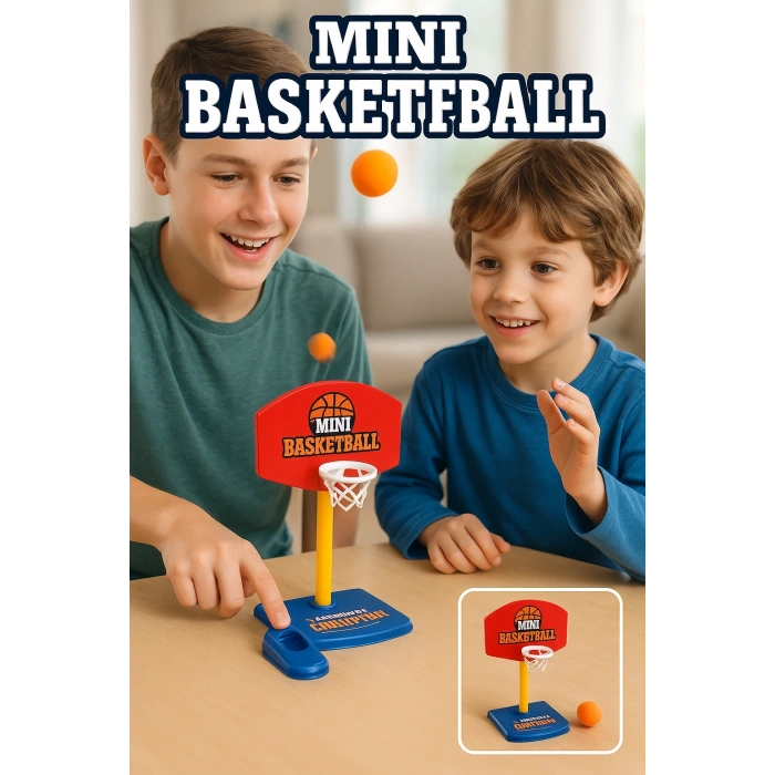 Çocuklar İçin Mini Masaüstü Basketbol Oyunu Fırlatma Butonlu Eğlenceli Basket Seti + 2 Top