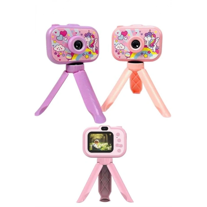 Çocuklara Özel Ayaklı Mini Fotoğraf Makinesi Dijital LCD Ekran