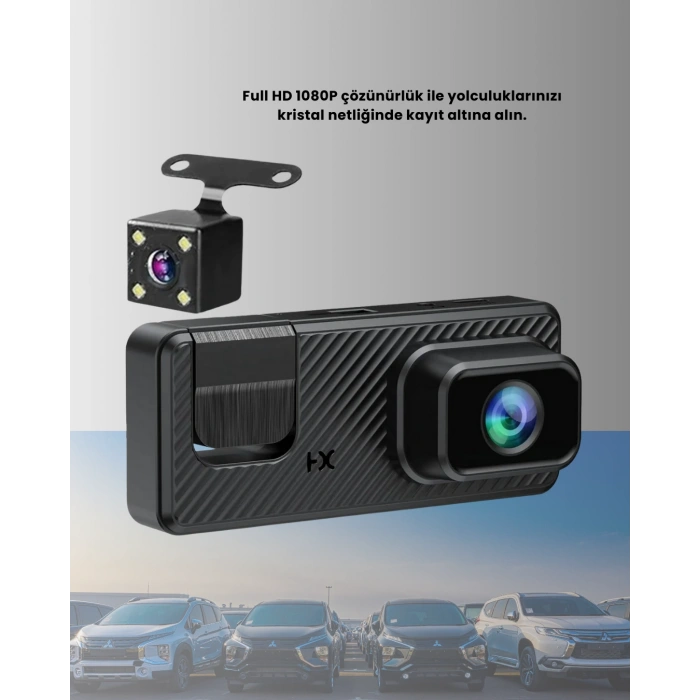 Çok Açılı Araç İçi DVR | Ön İç Arka Kamera, Döngü Video Kaydı