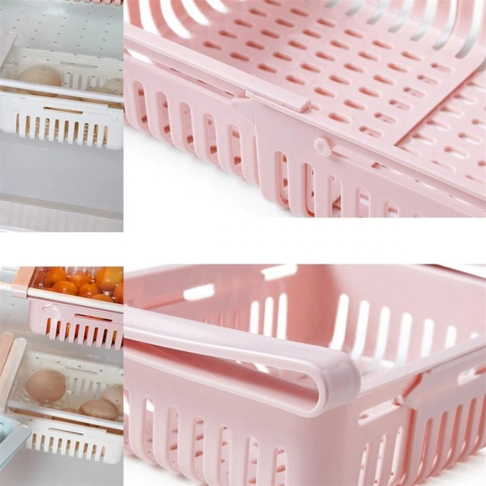 Çok Amaçlı Uzayıp Kısalabilir Buzdolabı Düzenleyici Sepeti Rafı (5324)