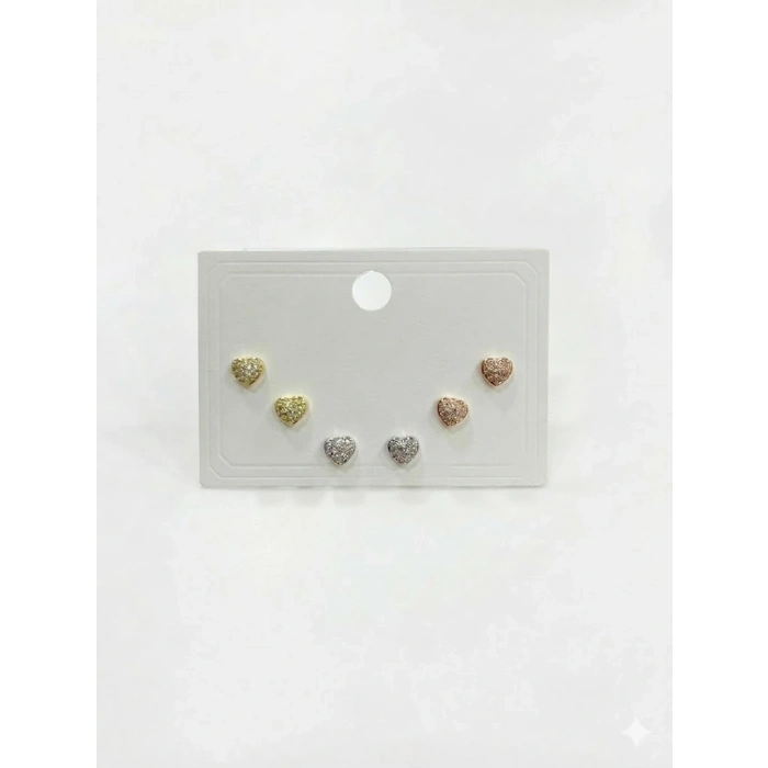 Çok Renkli Minik Kalpler Altılı Küpe - Kp00668