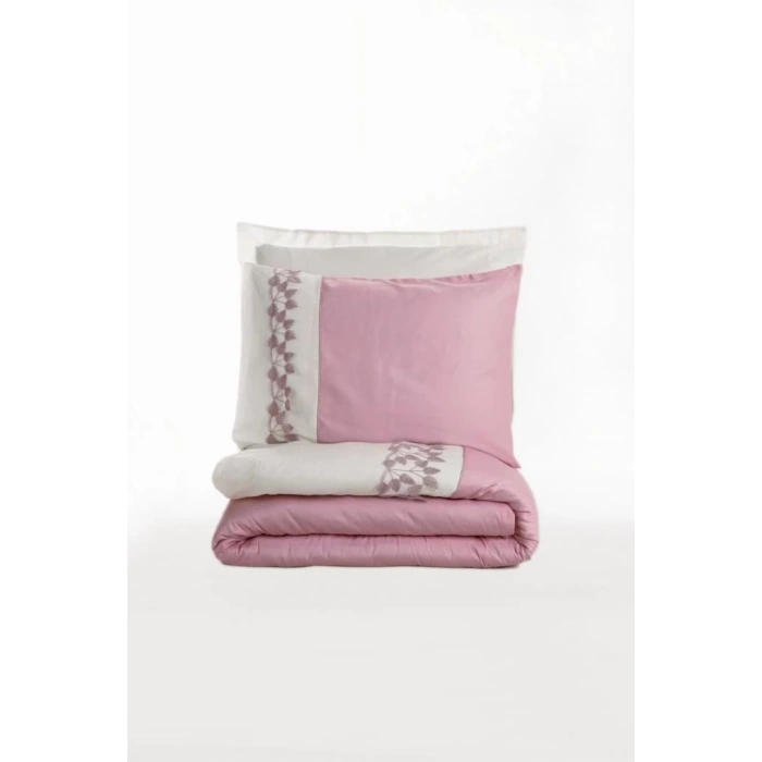Cotton Box Brode Nakışlı Çift Kişilik Saten Nevresim Takımı Niobe Pembe