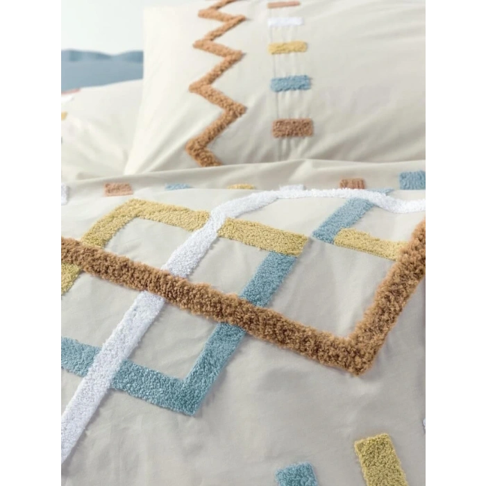 Cotton Box Puff Nakışlı Ranforce Çift Kişilik Nevresim Takımı Mellow Mint