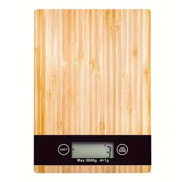 Crown Dijital Hassas Mutfak Tartısı - Terazisi-Hassas Ölçüm 5kg Bambu Görünümlü (5324)