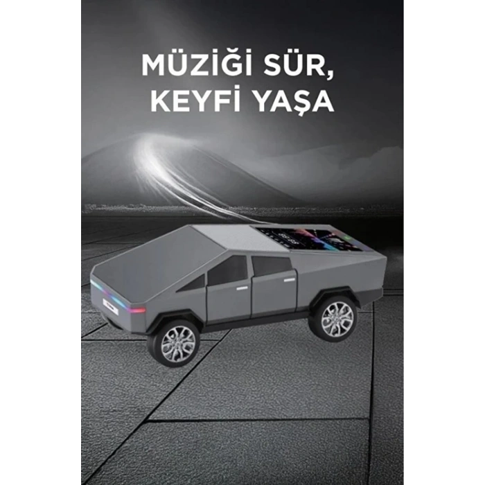 D68 Cyber Model Araba Tasarımlı Bluetooth Hoparlör 15w Güçlü Ses Rgb Led /tws/usb Gri