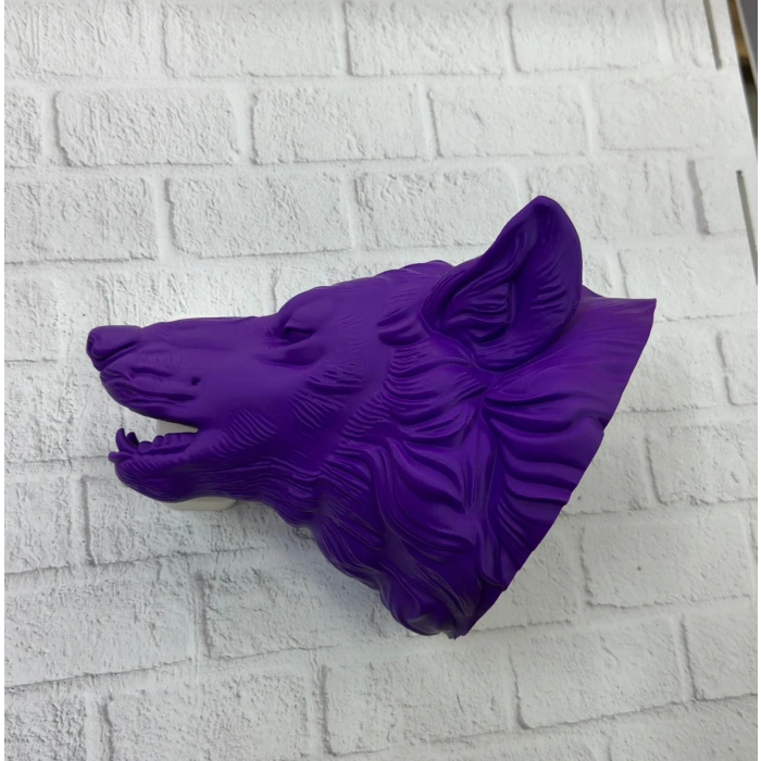 Dekoratif Mor Kurt Duvar Heykeli Asılabilir Hediyelik 25x19 Cm