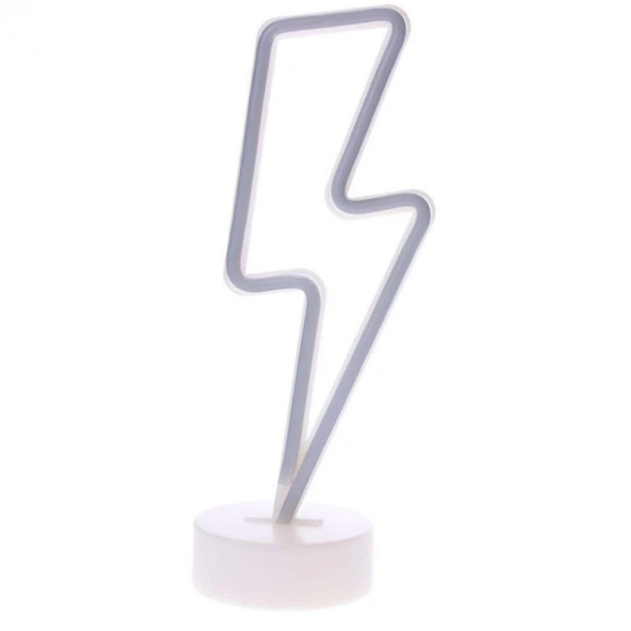Dekoratif Şimşek Şeklinde Pilli Neon Led Lamba Süs Masa Lambası (5324)