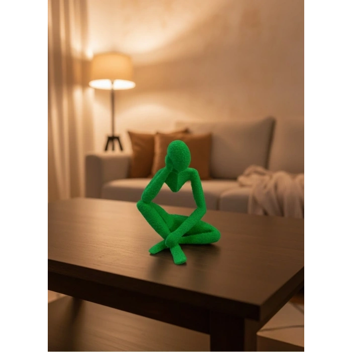 Dekoratif Yeşil İnsan Figürü Modern Masa ve Raf Süsü