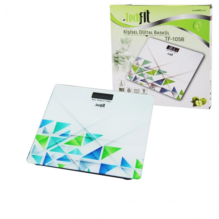 DESENLİ CAM TEMPERLİ DİJİTAL BASKÜL TERAZİ 180KG/100GRLCD EKRAN - SENSÖR (5324)