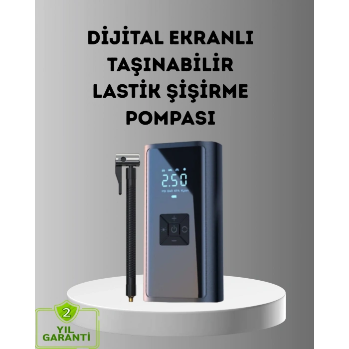 Dijital Ekranlı Kablosuz Hava Pompası LED Işıklı 12V 80W