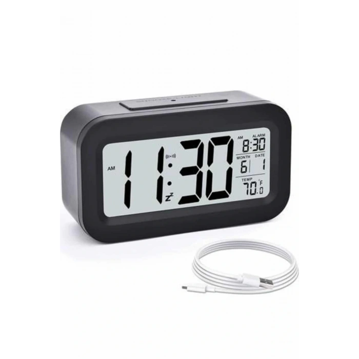 Dijital Masa Saati Takvim Çalar Saat Alarmlı Işıklı Led Ekran Pilli