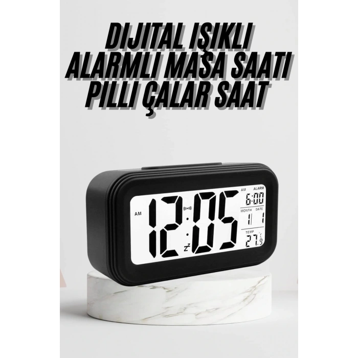 Dijital Masa Saati Termometre Takvim Led Ekran Pilli Ev Ofis Masası