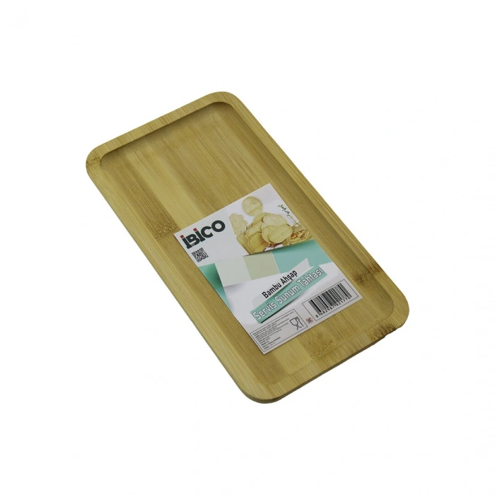 DİKDÖRTGEN AHŞAP BAMBU SERVİS SUNUM TEPSİ - TAHTASI MİNİ TEPSİ 25 X 14 X 1.4CM (5324)