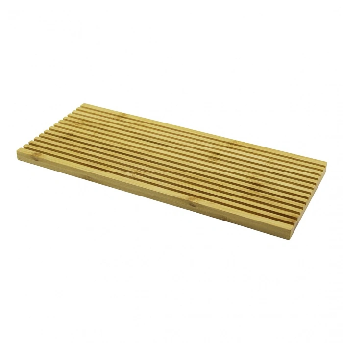 DİKDÖRTGEN ÇİFT TARAFLI=DÜZ - DALGALI OYUK KANALLI AHŞAP BAMBU SUNUM TEPSİ 17X39X1.5CM (5324)