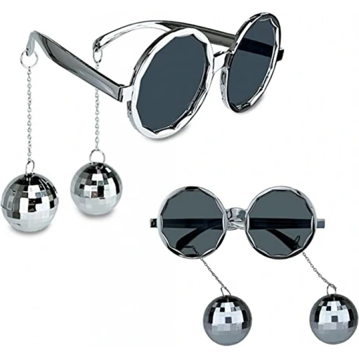 Disko Toplu Küpeli Parti Gözlüğü Gümüş Mevcut