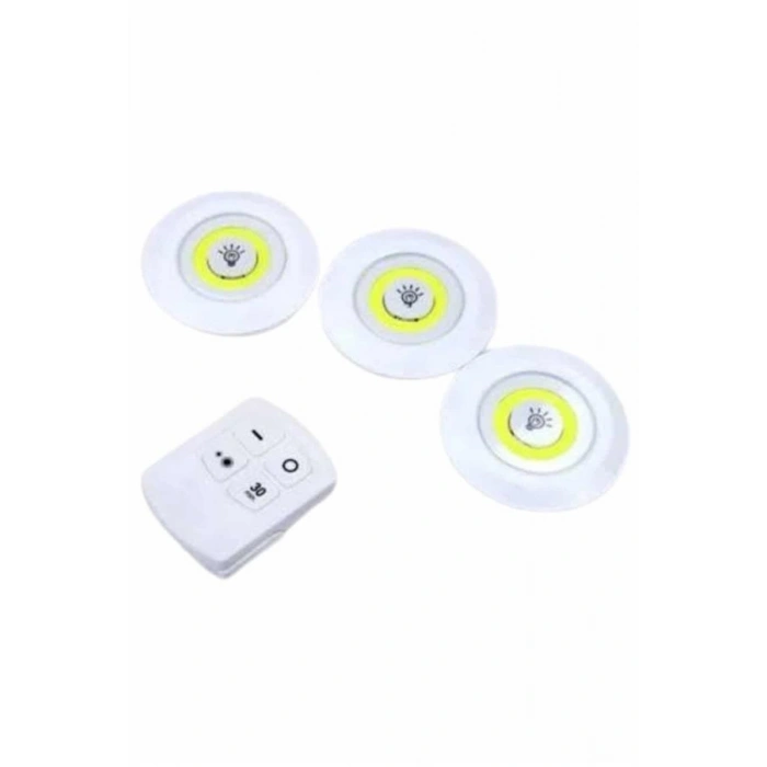 Dolap Işığı Mutfak Rafı Işığı Uzaktan Kumandalı 3 Lü Spot Led Lamba