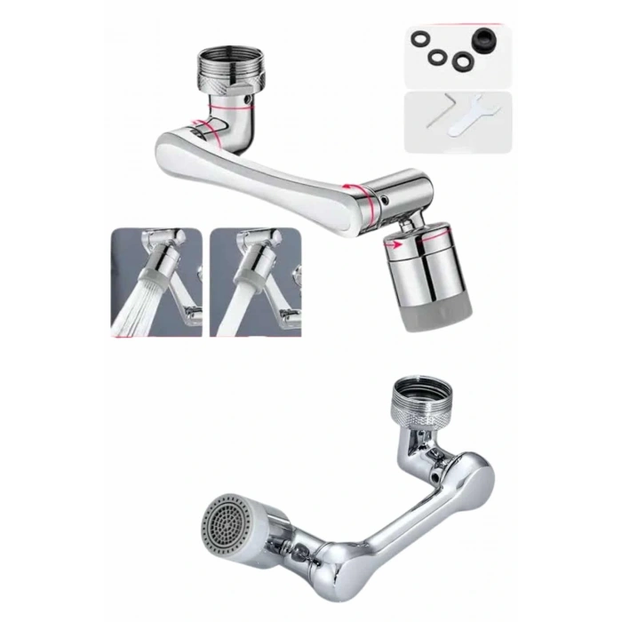 Dönen Musluk Başlığı 1080 Derece Ayarlanabilir Filtreli Sprey Uç