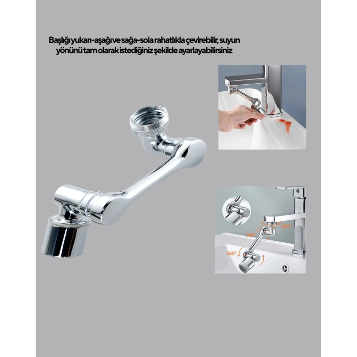 Döner Musluk Başlığı Çok Açılı Robotik Kol Su Tasarruflu