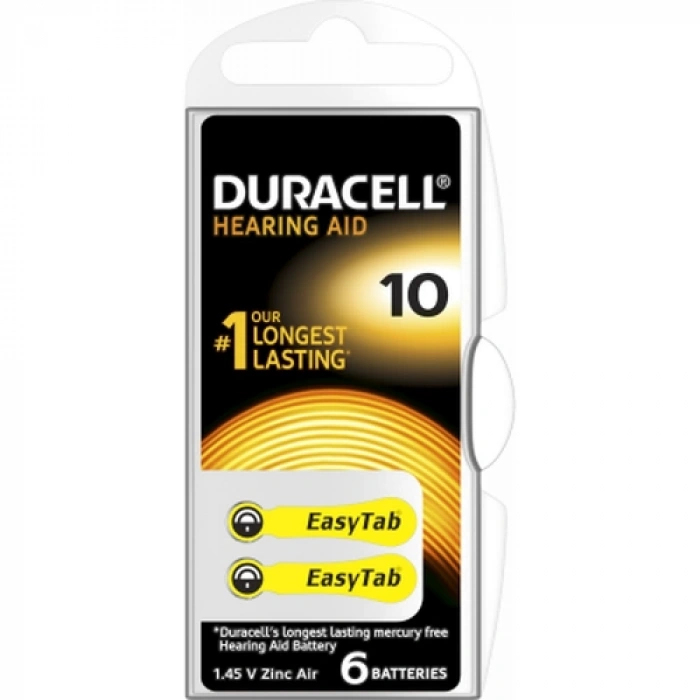 DURACELL 10 İŞİTME CİHAZI KULAK PİLİ 6 PİL 1 KUTU (5324)