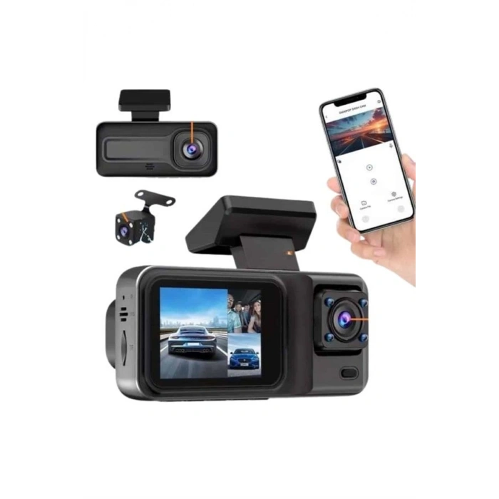 DVR Araç İçi Kamera Ön ve İç Kamera 2 İnç Ekranlı Çift Kamera