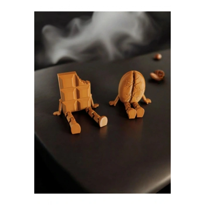 Eco Lounge Kahve & Çikolata Figür Seti 5 cm – Ofis Masaüstü Dekor 3D Baskı