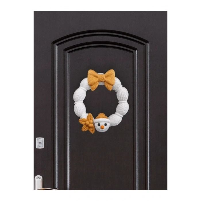 Eco Lounge Örgü Kardan Adam Kapı Süsü 21 cm – Yılbaşı Kış Dekorasyonu