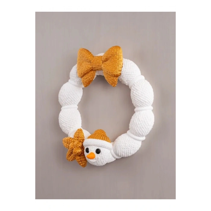 Eco Lounge Örgü Kardan Adam Kapı Süsü 21 cm – Yılbaşı Kış Dekorasyonu