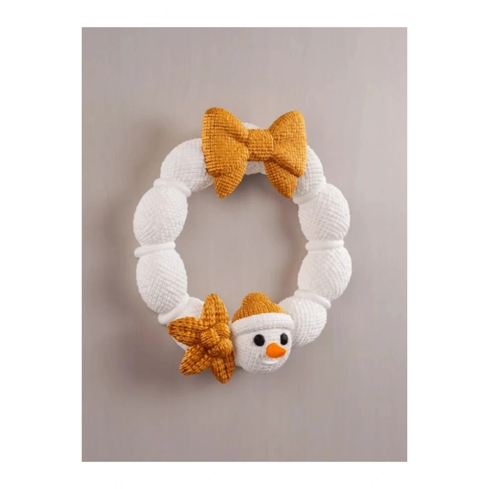 Eco Lounge Örgü Kardan Adam Kapı Süsü 21 cm – Yılbaşı Kış Dekorasyonu