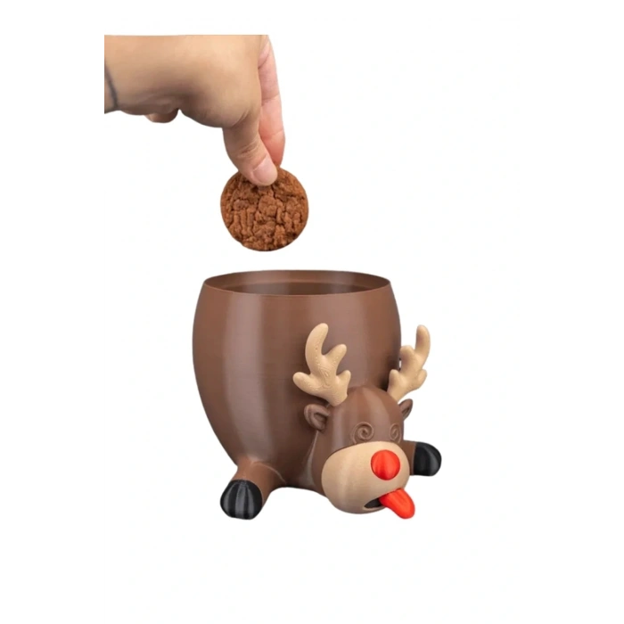 Eco Lounge Ters Duran Geyik Şekerlik – Komik Yılbaşı Dekoratif Saklama Kabı 20 cm