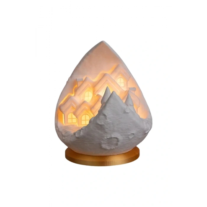Eco Lounge Yarım Ay Kış Köyü Lamba 14 cm – LED Mum Dahil Işıklı Dekor