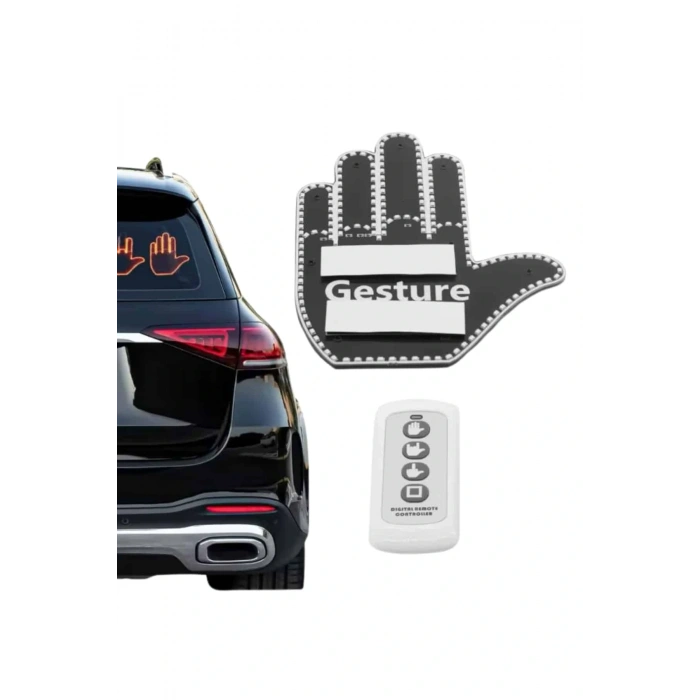 El Orta Parmak Led Kumandalı Araç İçi Reflektör Arka Cam El Simgesi