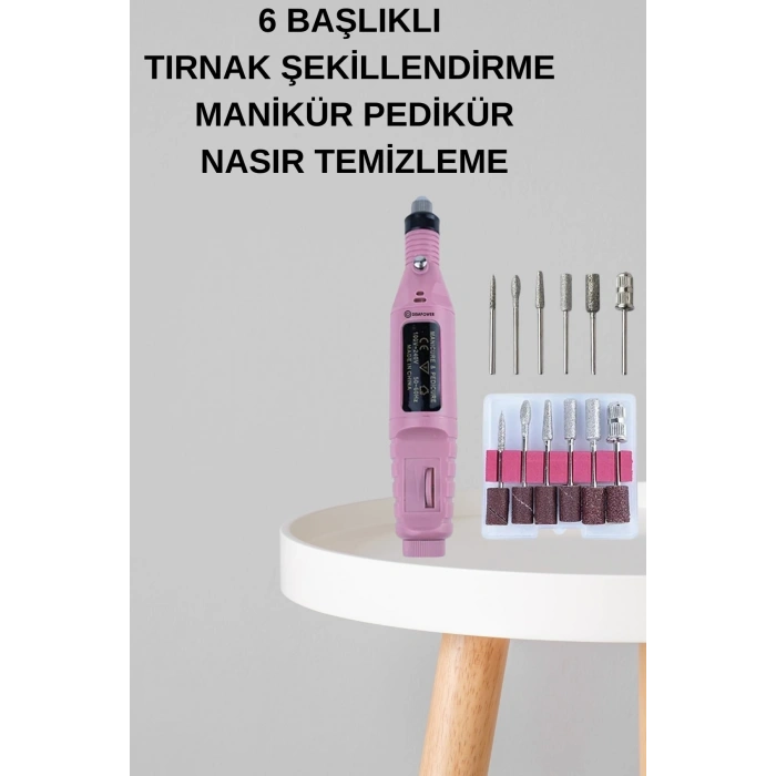 Elektrikli Manikür Pedikür Seti İkili Set 12 Parça Tırnak Bakımı Törpü Protez Çıkarma