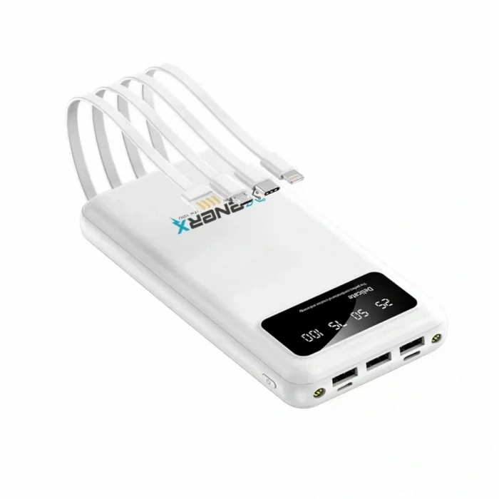 Enerx ENR-P20DC 20000 mAh 2.1 Amper Dahili Kablolu Powerbank Siyah (5324)