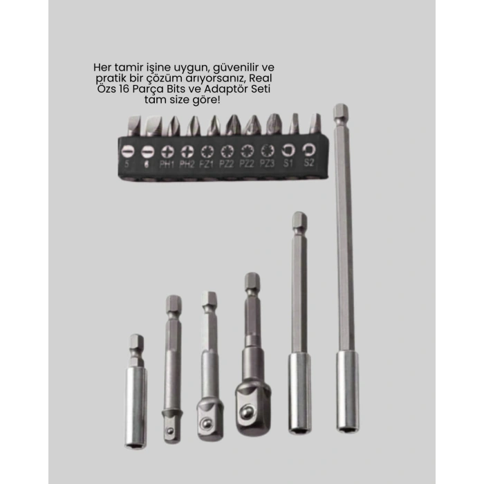 Ergonomik 16 Parça Bits Tornavida Uç Ve Adaptör Seti