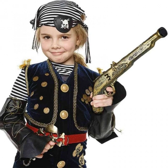 Eskitilmiş Desenli Plastik Oyuncak Korsan Tabancası 40 cm (5324)