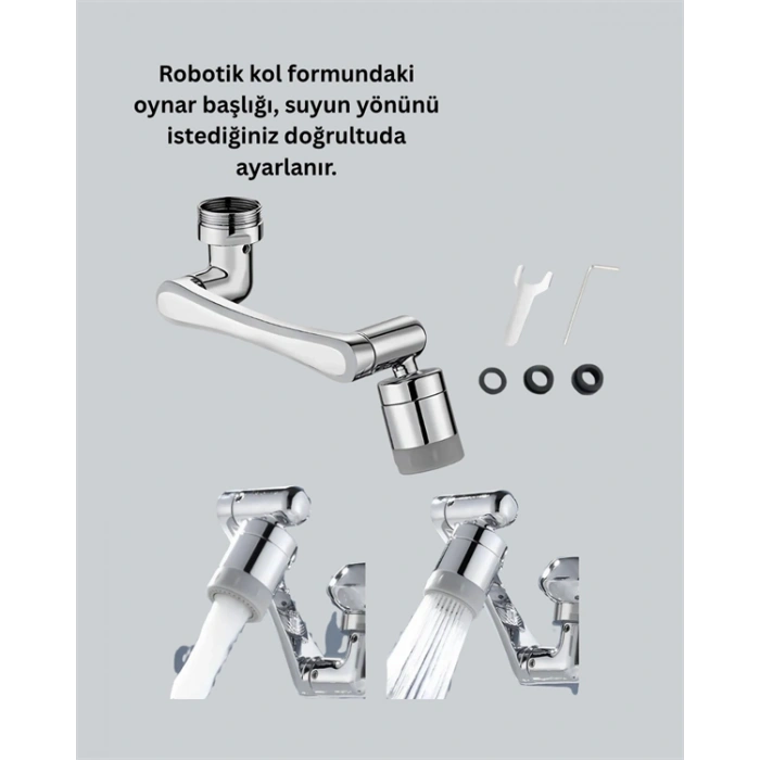 Esnek 1080° Musluk Başlığı 3 Eklemli Hareketli Su Modlu Lavabo Aparatı