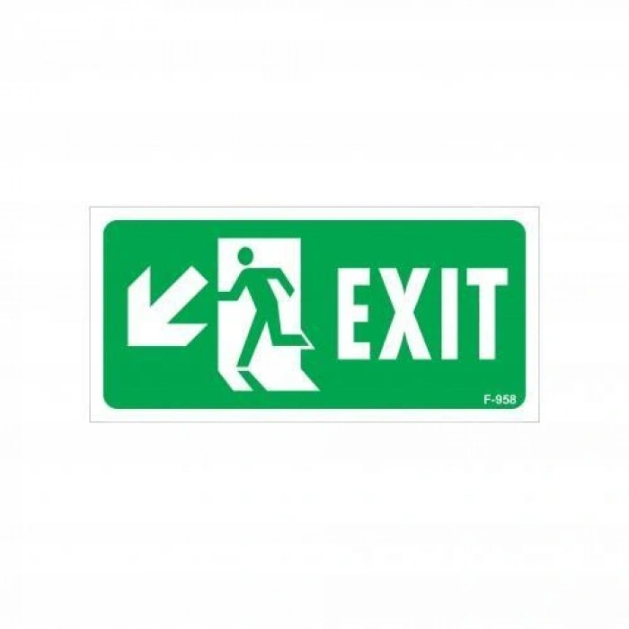 Exit Sol Aşağı Uyarı Levhası 17,5x25 KOD:958