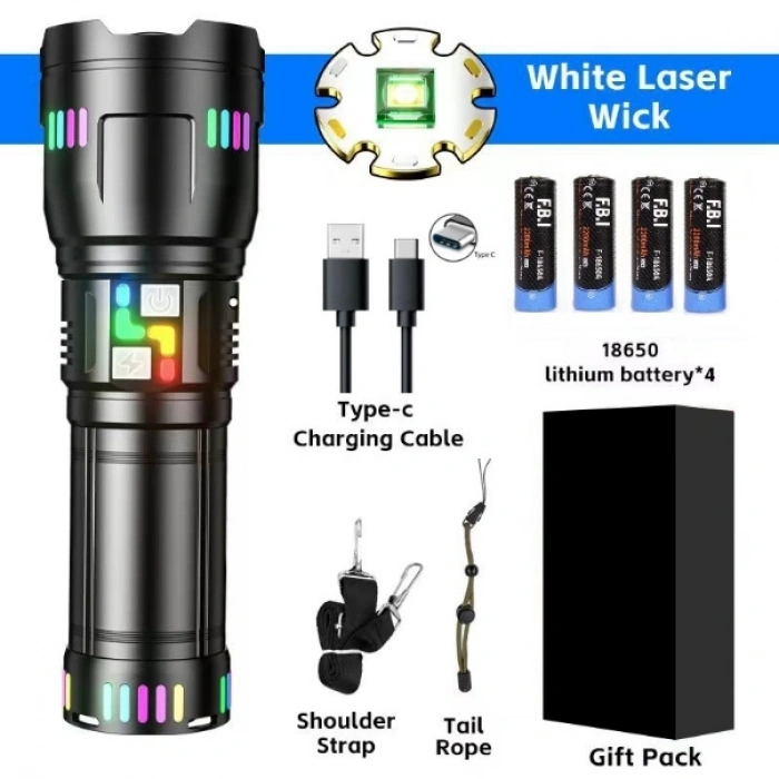 F.b.ı Pro F-3002 Alüminyum Tg Led Gece Şeritli Type-c Şarjlı El Feneri