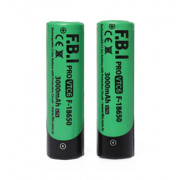 F.b.ı Vtc6 18650 3.7v 3000mah 30a Li-ion Şarjlı Pil + Pil Taşıma Kutusu 2li Set