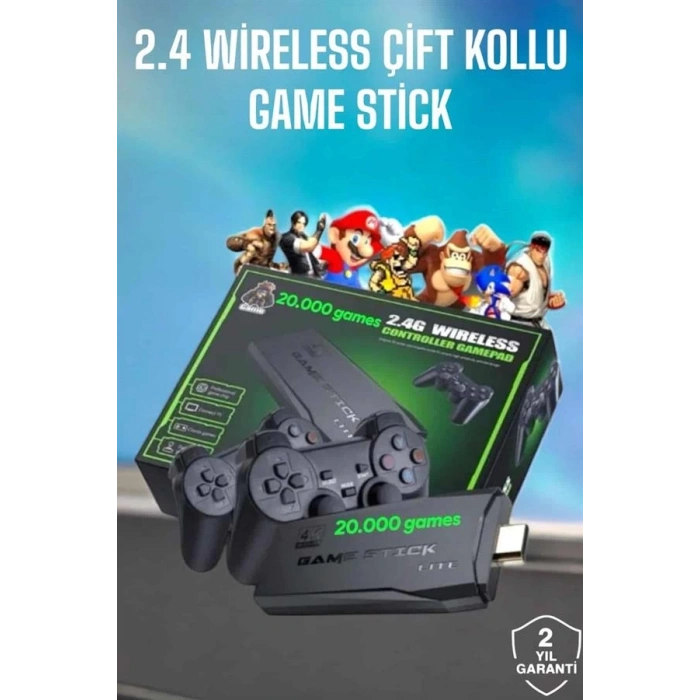 Game Stick 2000 Oyunlu 2.4G Kablosuz Çift Kol Yüksek Hassasiyetli Wireless