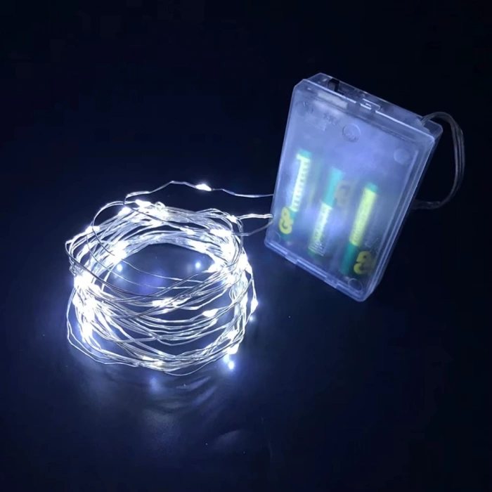 GD957 Şerit Pilli Aydınlatma 3 metre 30 Adet Beyaz Peri Led